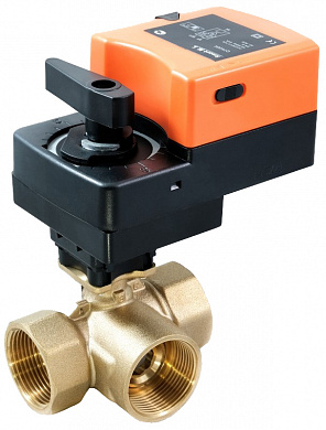 Кран шаровой 3-х ход. SMART Т-обр., регул., DN20, G-1”, PN20, EPDM+PTFE, T-0…+90°С, t-90сек, AC220V, IP54 (арт.QT530634)